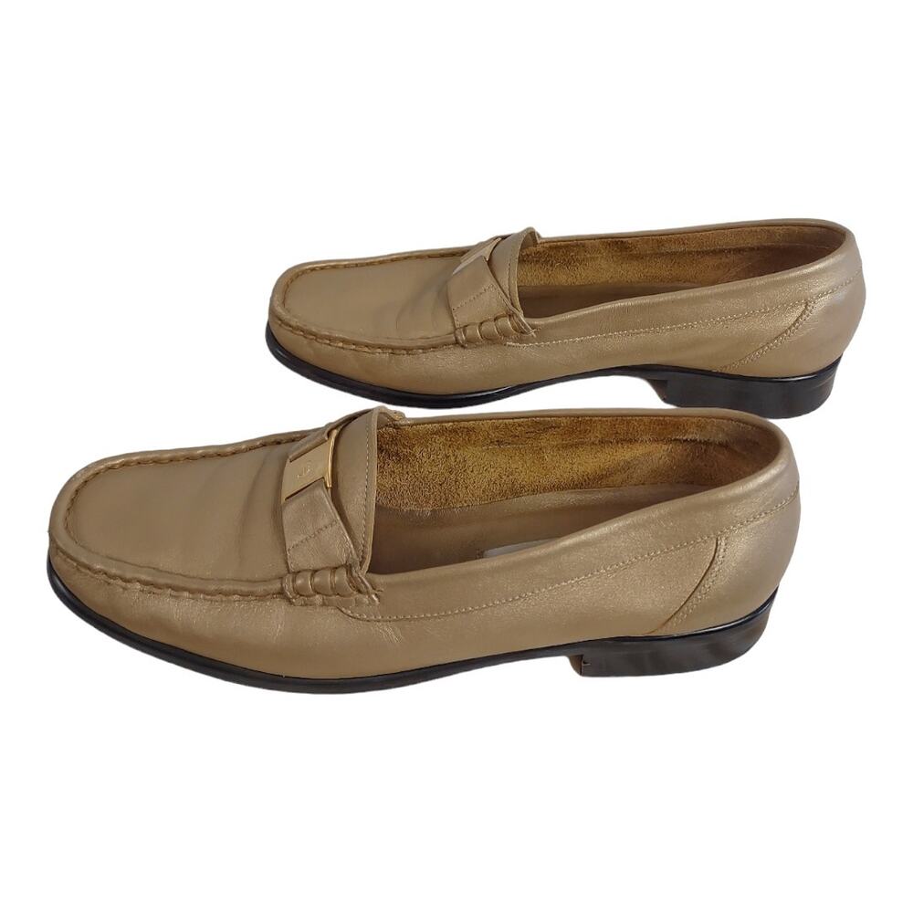 ETIENNE AIGNER Bronze Shimmer Penny Loafers Sz 9 Business Casual Preppy Classic - Picture 4 of 13